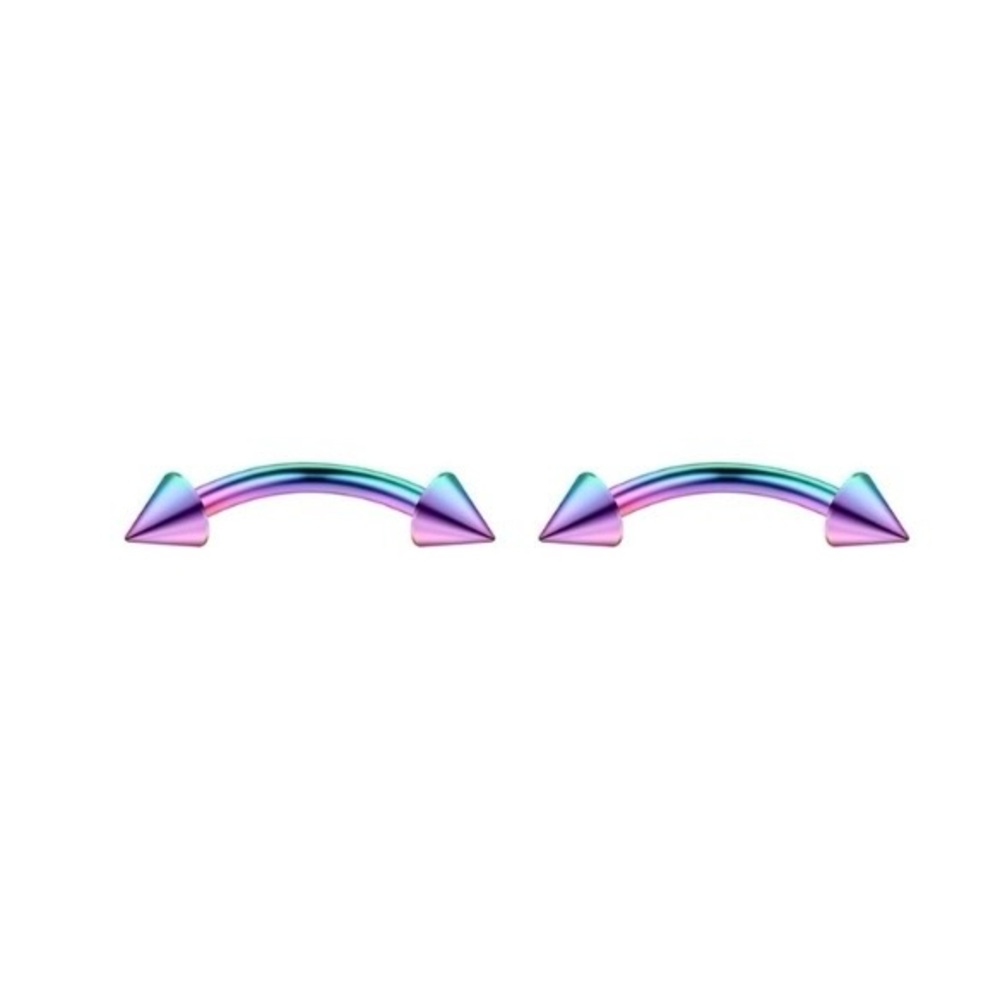 Stainless Steel Holographic Curved Barbell Jewelry with Spikes